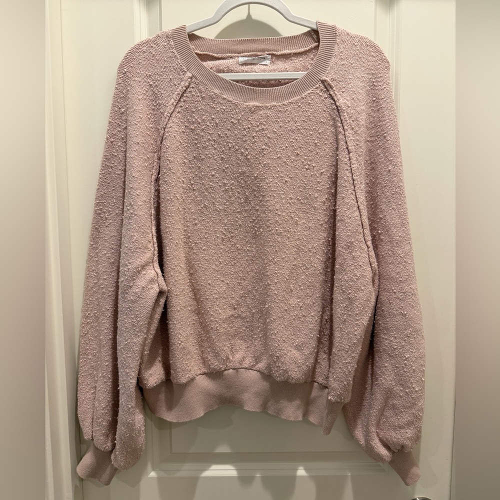 Pink Lily Blush Bubble Knit Crewneck Sweater